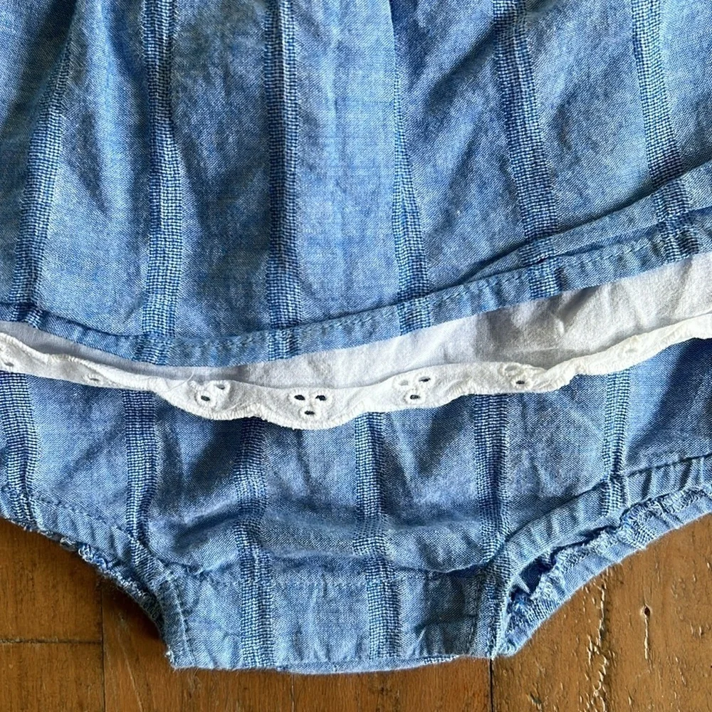 Lili gaufrette chambray skirted romper